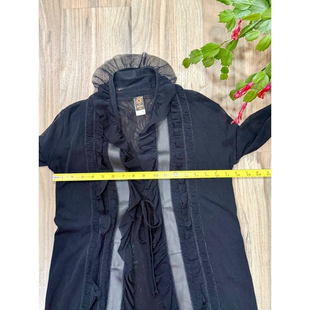 VTG Jean Paul Gaultier Leather Sheer Mesh  Cardigan WhimsiGoth Romantic Y2K Sz L - Picture 8 of 15